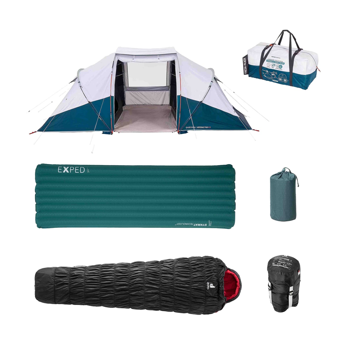 Camping Set für Familien 4 Personen mieten mit Schlafsack und Isomatte